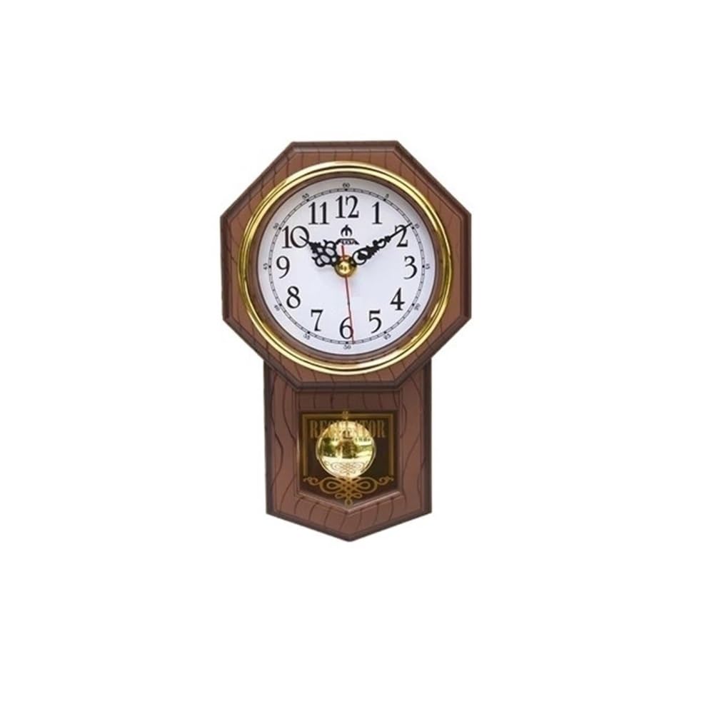 Horloge murale octogonale style classique avec balancier finitions bois rigoureuses