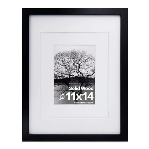 Egofine 11x14 Picture Frame Black - Photo Frame Made of Solid Wood Covered by Plexiglass for Table Top Display Pictures 5x7/8x10 with Mat or 11x14 Without Mat with Wall Mounting Hardware