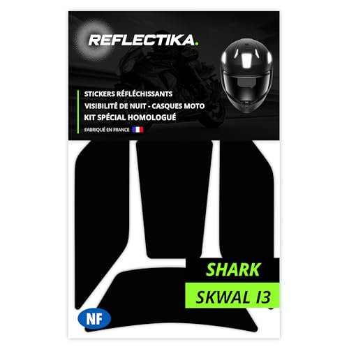 Kit Spécial Autocollants Stickers Réfléchissants pour Casque Moto Shark SKWAL I3 - Adhésif Noir de Signalisation Homologués Normes Française - Visibilité de Nuit