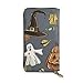 Produktbild JHGFG Happy Halloween Hand gezeichnetes Muster Echtes Leder Geldbörse Lange Damen Geldbörse Handtasche Multi Kartenhalter Organizer Für Frauen Angepasst