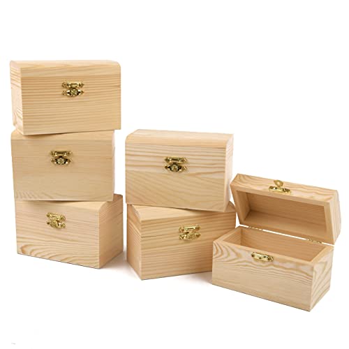 ewtshop® 6er-Set Holzschatzkisten, 12x6,5x8cm, Schatzkiste, Schmuckkästchen, Dekoration Cover