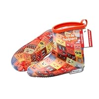 Gebol Kids Wellington Boots Little Helpers 1 Pair Waterproof Rain Boots with Non-Slip Sole & Cotton Lining for Boys & Girls, orange, 12.5 UK Child