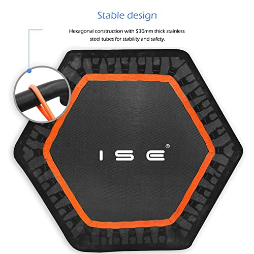 ISE Fitness Trampolin,Trampolin für Jumping Fitness Ø 122 cm höhenverstellbarer Haltegriff(113.5-134.5cm),leise… – Bild 3