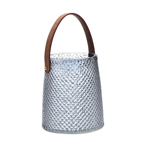 Jarrones Decorativos Modernos De Cristal En Forma De Bolso Jarrón De Vidrio con Pecera, Jarrones De Cristal En Forma De Bolso para Flores, Frutas, Popurrí, Peces Pequeños, Dulces(Gray,Large)