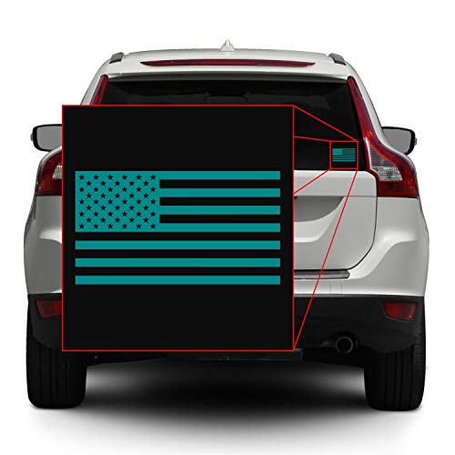 Image of American US Flag [Pick Color /Size] Vinyl Decal Sticker for Laptop /Car /Truck /Window /Bumper (5in x 2.8in, Matte Turquoise)