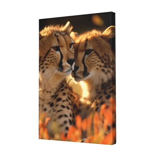 Impression toile Guépard Love pour chambre à coucher et bureau zen