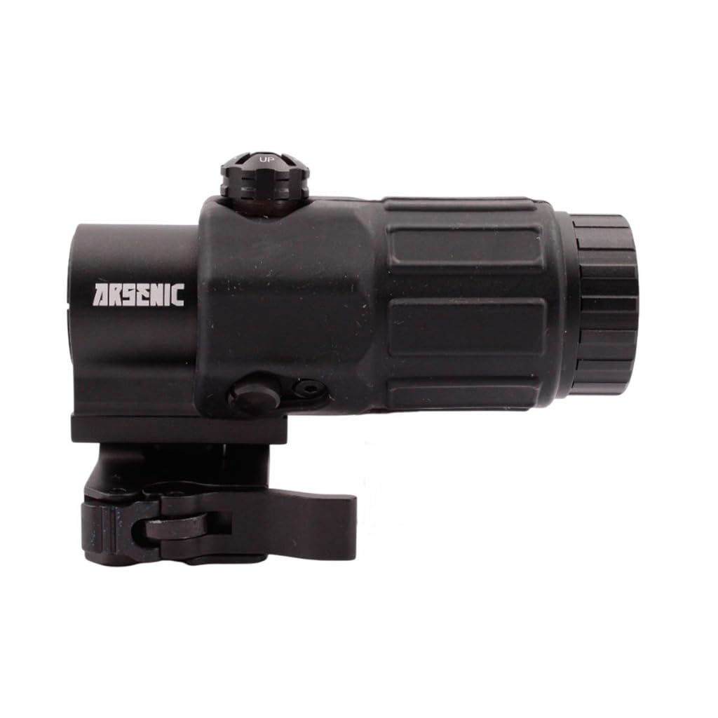 Arsenic Magnificador Táctico 3X, Negro, Aluminio, 30mm, Montaje Abatible Picatinny 22mm, con Tapas Protectoras, para Airsoft