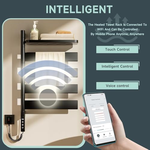 Toallero eléctrico giratorio de 180 grados con pantalla LED y potencia de 80W 6
