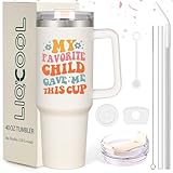 LiqCool Mothers Day Gifts - 40 Oz My Favorite Child Give Me This Tumbler, Best Gifts for Mom from Daughter Son, Cute Mother's Day Gift Ideas for Wife Mom Women(Cream)