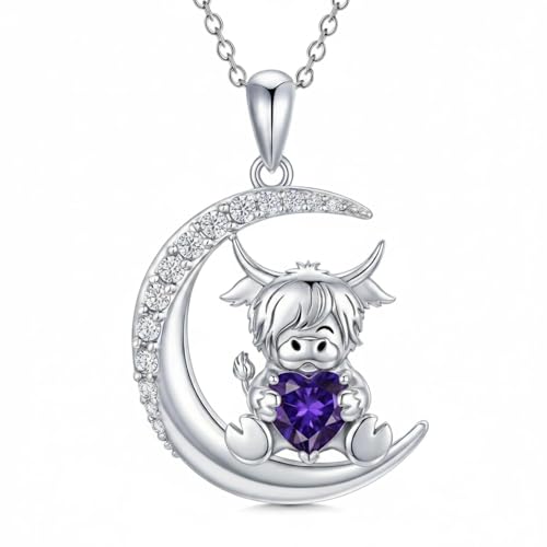 Image of PROESS Animal Birthstone Necklace 925 Sterling Silver Otter /Axolotl /Hippo /Elephant /Dachshund /Monkey /Red Panda Pendant Necklace Animal Birthstone Jewelry Gifts for Women