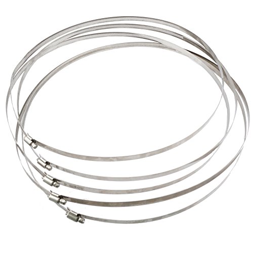 5 Pcs 15.7inch/400mm Stainless Hoop Steel Hose Clips Duct Clamps Adjustable Worm Drive Hose Clamp For Inline Duct Fan Hydroponic Duct Hoop