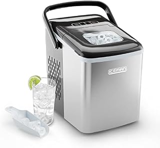 Iceman Dual-Size Countertop Ice Machine, Portable Ice Maker Machine, Creates 2 Cube Sizes in 6 Mins, Holds 1.3 lb. of Ice, Makes up to 26 lb. in 24 Hours, Self-Cleaning Scoop Included, Stainless-Steel