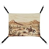 YKLBV Breathable West Desert Cactus with Cowboys Riding Horses Printed Pet Hammock - Space-Saving Solution for Cats, Dogs & Small Pets - Anywhere Comfort