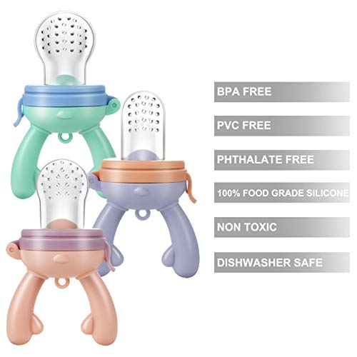 Miniatura 2 de Pandaear Alimentador De Frutas Frescas Para Bebés Con Chupete Mordedor Cuchara Dispensadora De Alimentos Bolsas De Silicona Suave De Grado Alimenticio Y Sin Bpa Cucharas Suaves