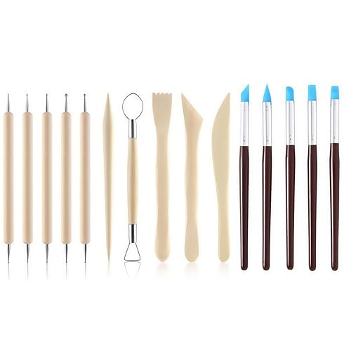 Zhenghebuy 15 Stück Schnitzen Werkzeug Set,Modellierwerkzeuge Set,Töpfer Werkzeug für Ton,DIY Töpfer Polymer Clay Sculpting Tools für Basteln,Skulptur,Künstler,Anfänger