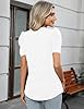 iWoo Tops & T-Shirts Womens Crew Neck Tops Short Sleeve T-Shirt Pleated Printed Gigot Sleeve Tunic Blouse Shirts White XL #2