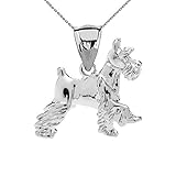 Solid Sterling Silver Schnauzer Charm Pendant Necklace with 16' chain