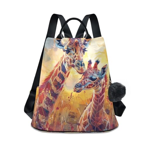 Sac à dos motif girafe aquarelle raffiné pour femme avec finitions soignées