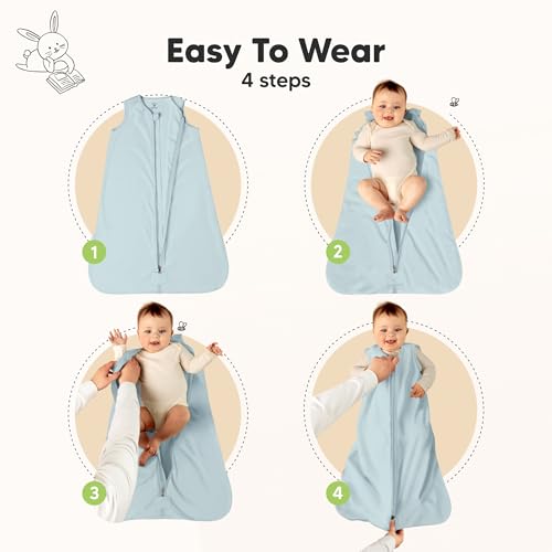 Image of 2-Pack Baby Sleep Sacks, Zipper Wearable Blanket - 100% Organic Cotton 0.5TOG, Soft Lightweight Toddler Sleeping Sack 6-12 months, Easy to Wear Newborn Swaddles Sleepsack (Glacier, M)