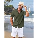 Cotrasen Men's Short Sleeve Button Down Shirts Casual Textured Shirts Summer Beach Vacation Shirt with Pocket - Image 3