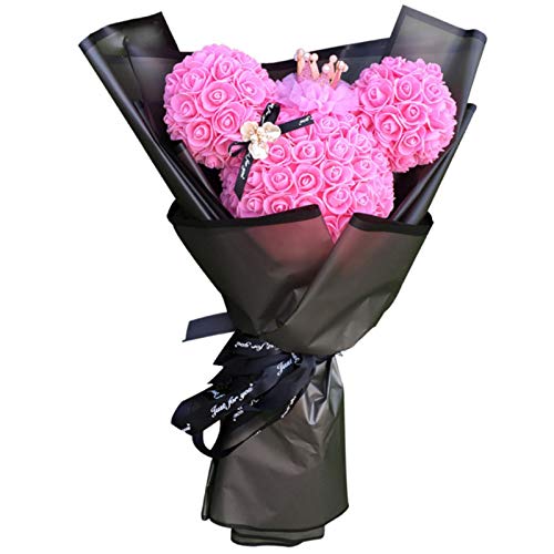 Bouquet de Fleurs Artificielles, Cadeau D'ours de Fleur Éternelle de Bulle de Rose, Forme D'ours de Bouquet de Fleurs de Roses Artificielles pour la Saint Valentin, Noël, Fête des Mères, Anniversaire Cover
