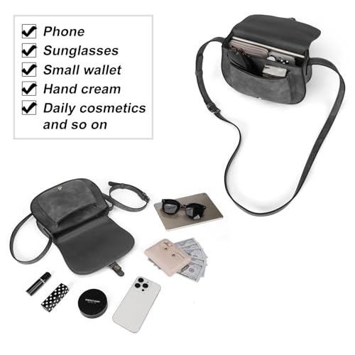 Image of AFKOMST Crossbody Bags for Women,Small Saddle Purse and Boho Cross Body Handbags,Vegan Leather