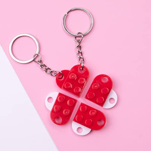 Image of Heart Keychains Matching Brick Keychain for Couples Keychain Heart Building Block Keychain for Boyfriend Girlfriend