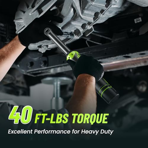 Image of Robustrue 3 /8 inch Cordless Ratchet Wrench, 6-inch Extended Ratchet Wrench, 40Ft-lbs 400RPM Cordless Ratchet, 2 Batteries Power Electric Ratchet Driver with Variable Speed, 7 Sockets, LED Light
