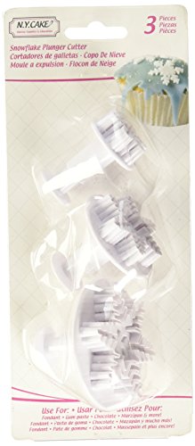 NY Cake Craft Supplies, Set of 3 Snowflake Sizes: 1 Inch, 1 1/2 and 2 1/4 Inch, white