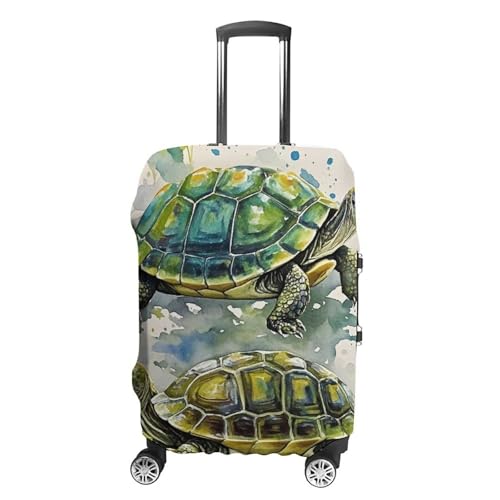Two Turtles Watercolor Splash Printed Luggage Cover Protector, Fits 18-32 Inch Luggage
