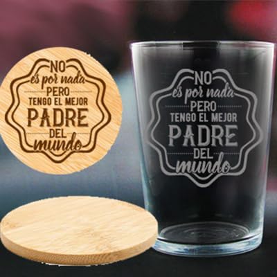 Vaso de sidra/cubata personalizado PARA PAPÁ de 500ml grabado con frase y personalizado con nombre. Ideal para regalar en cualquier momento + posavasos grabado