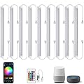 LAIFUNI Under Cabinet Lighting, RGB Light Bar, Dimmable LED Under Counter Lights, Remote, APP, Voice Control Compatible with Alexa, Google Assistant, Linkable Light kit (9 Pack)
