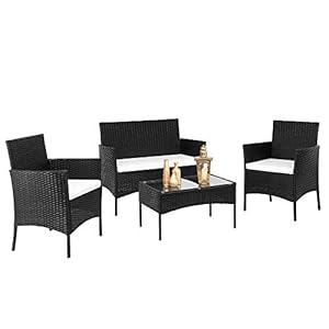 Tangkula AM0592HM Wicker Furniture Set, Black 001