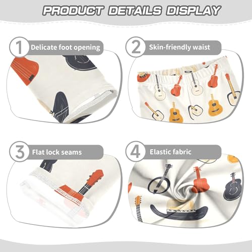 ALAZA Girls' Leggings Children's Yoga Pants Skinny Printed Dance Guitar Hat Comfortable 4T2