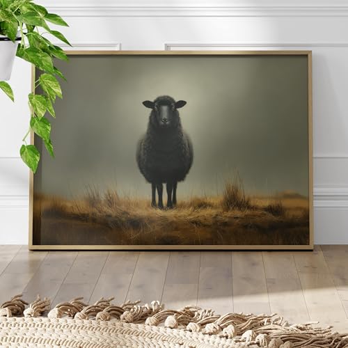 Toile mouton noir paysage champêtre rustique 50 x 75 cm - 3