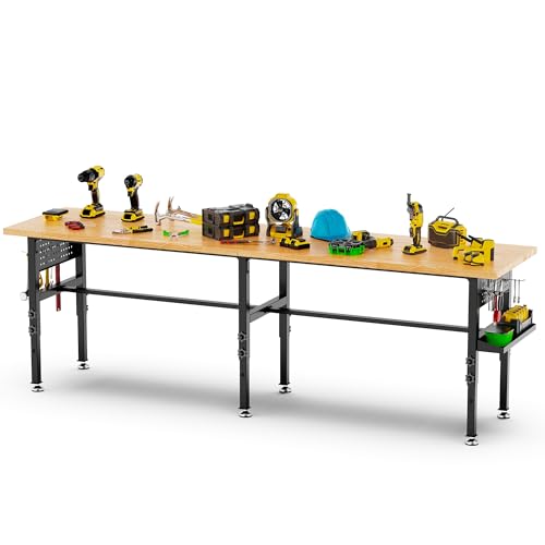 96 Inch Heavy Duty Workbench with Side Pegboard