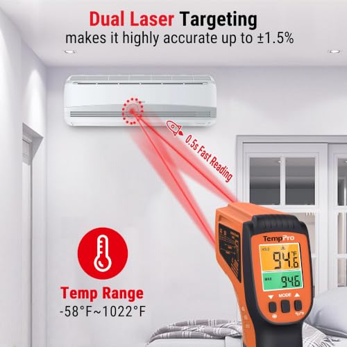 Image of TempPro TempScan Infrared Thermometer Gun with 2 Laser for Pizza Oven Grill