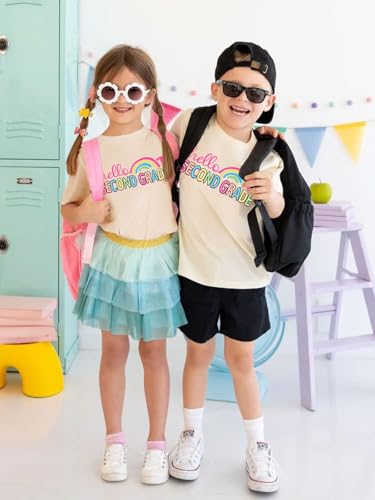 Image of First Day of School Shirt Girls Boys Preschool to 5th Grade Tshirt Kids Back to School Graphic Tee Tops