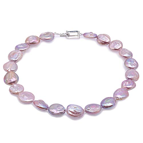 Jyx Pearl Necklace Single-Strand 16-17Mm Lavender Freshwater Cultured Coin Baroque Pearl Necklace For Women 18.5" #TOP13
