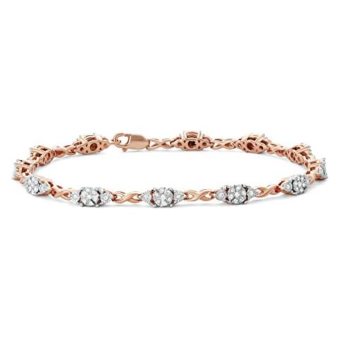Hdiamonds 1/2 CT TDW Miracle Plate Diamond Bracelet in Sterling Silver with Rose Gold Plating. Cover
