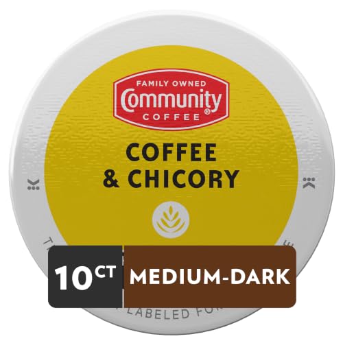 Image of Community Coffee Coffee and Chicory K-Cups, Medium Dark Roast, 10 Count (Pack of 1)
