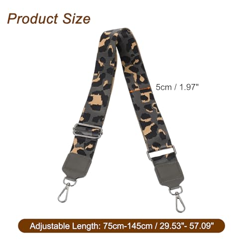 Image of uxcell Wide Shoulder Strap, 5cm Adjustable Purse Strap Replacement Crossbody Strap for Shoulder Bag Handbag, Grey, Black Square Mouth Buckle