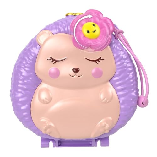 Polly Pocket - Caffetteria del Riccio box, travel playset with interactive exterior, 2 micro dolls and 12 accessories included including 9 puppies, toy for children, 4+ years, HRD37