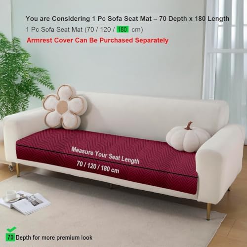Image of Amazon Basics - Velvet Quilted Make Your Own Sofa Cover | 3 Seater | Multi-Layered Fabric | 180cm x 70cm | 350 GSM | Color - Maroon