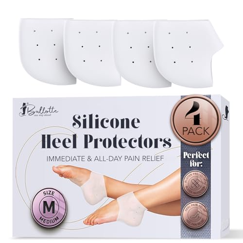 Ballotte Silicone Heel Cups, Gel Pads for Support, 4-Pack
