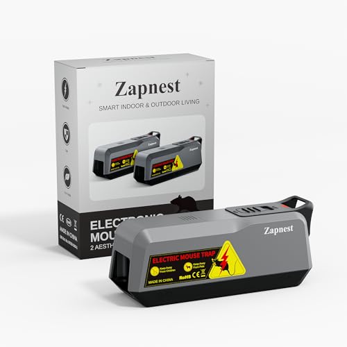 Zapnest Paquete de 2 trampas electrónicas para ratones y ratas eléctricas para interiores y exteriores, trampa reutilizable para roedores para el hogar, sin toque, no se ve, mata rápido, control