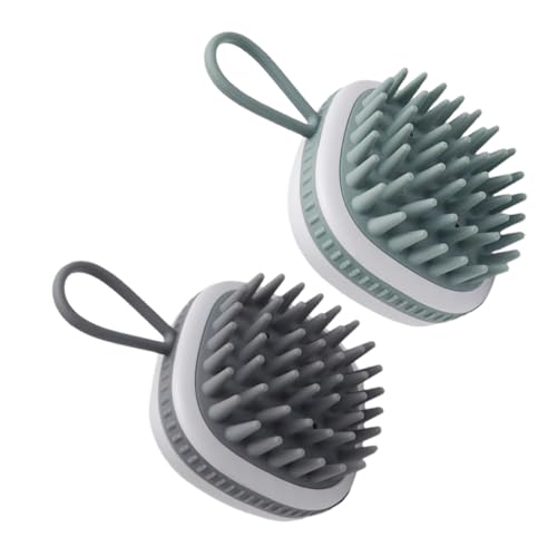 IMIKEYA Cepillo Masajeador para Cuero Cabelludo de Silicona Flexible 2 Unidades Verde Oscuro y Gris Oscuro para Champú y Masaje Ducha Estimula Circulación y Limpia Profundamente
