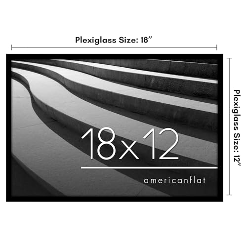 Americanflat 18x12 Picture Frame with Polished Plexiglass - Streamline Collection - Thin Border Picture Frame for Wall Display - Hanging Hardware Included - Black