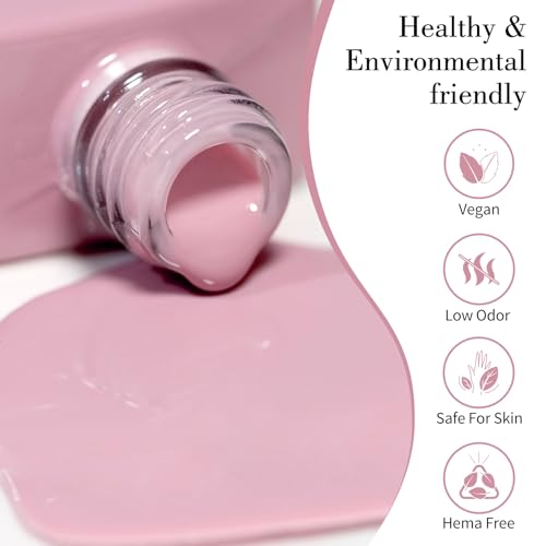 Image of CANNI 9ml Soft Pink Jelly Gel Nail Polish, High Gloss UV LED Soak Off Gel
