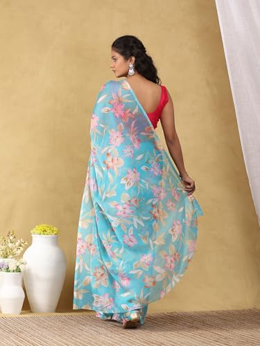Image of Garden Vareli Floral Print Nara Chiffon Saree